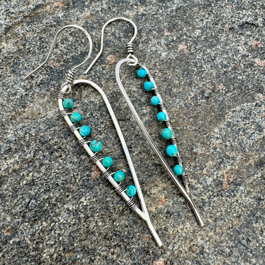 Turquoise wrapped Earrings Small