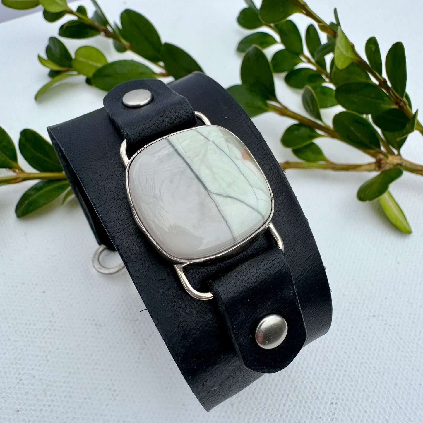 Willow Creek Jasper Leather Cuff (Black)