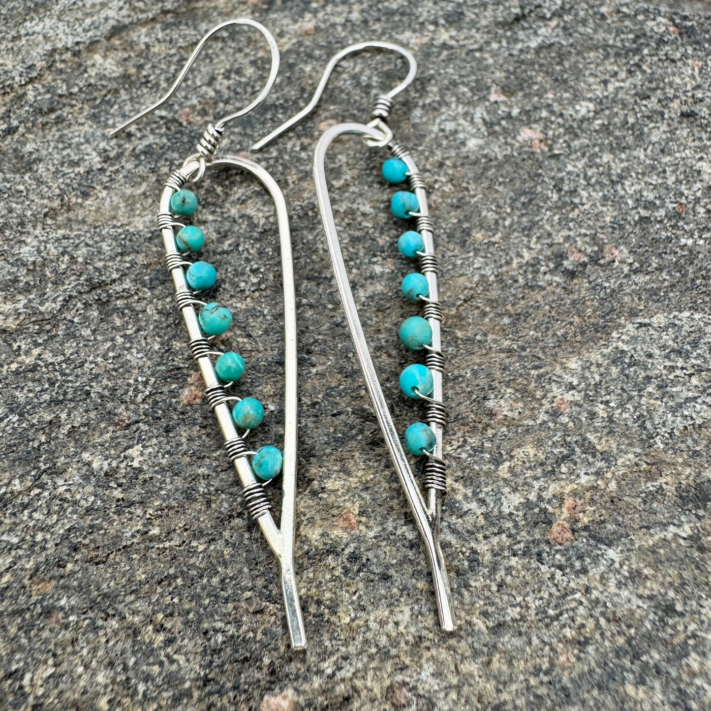 Turquoise wrapped Earrings Small