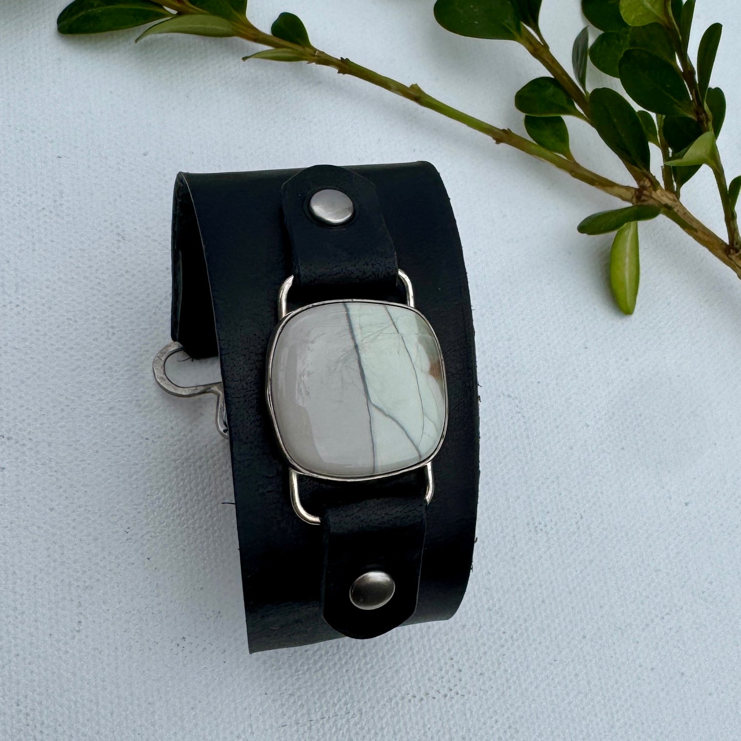 Willow Creek Jasper Leather Cuff (Black)