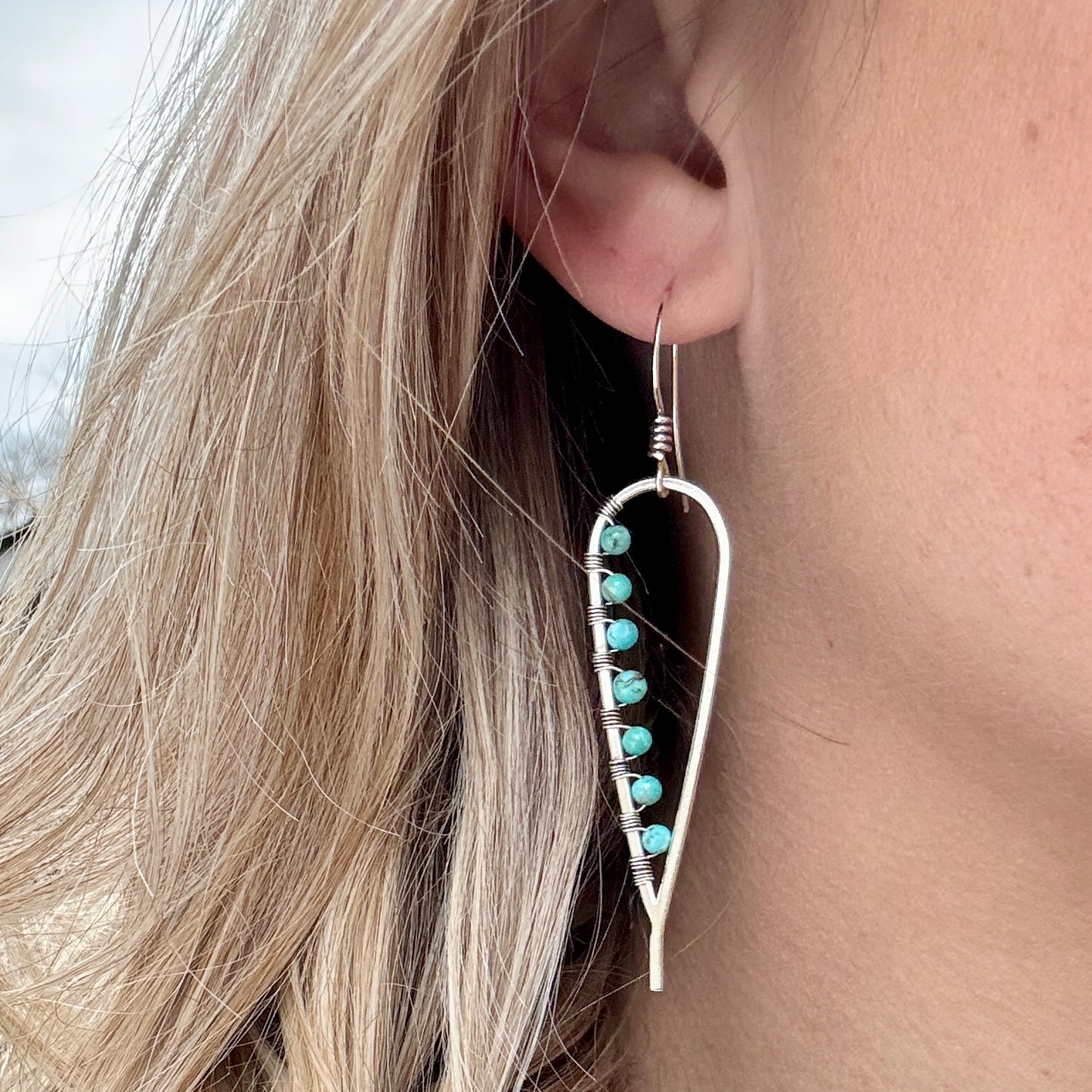 Turquoise wrapped Earrings Small