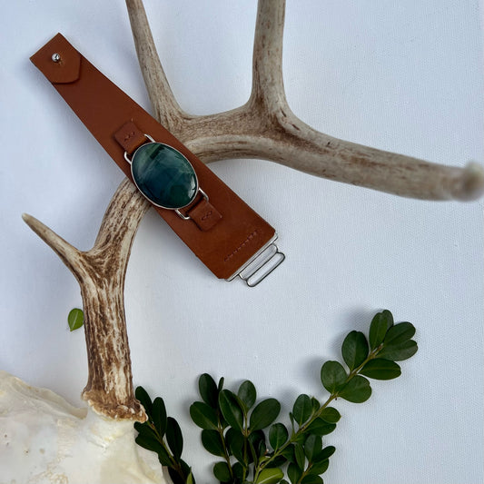 Leather and Malachite Cuff