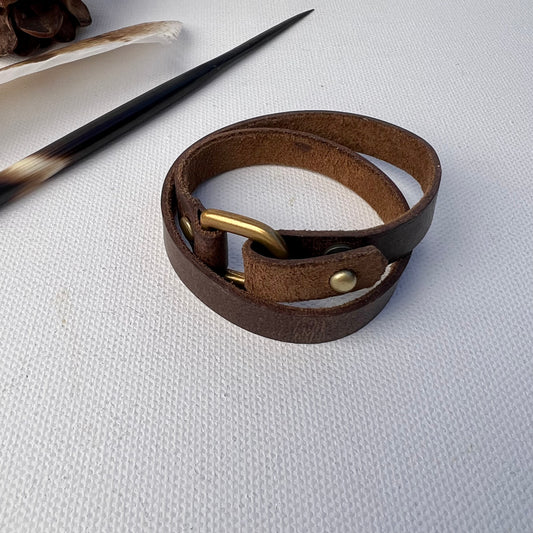Brass & Leather Double Wrap Bracelet